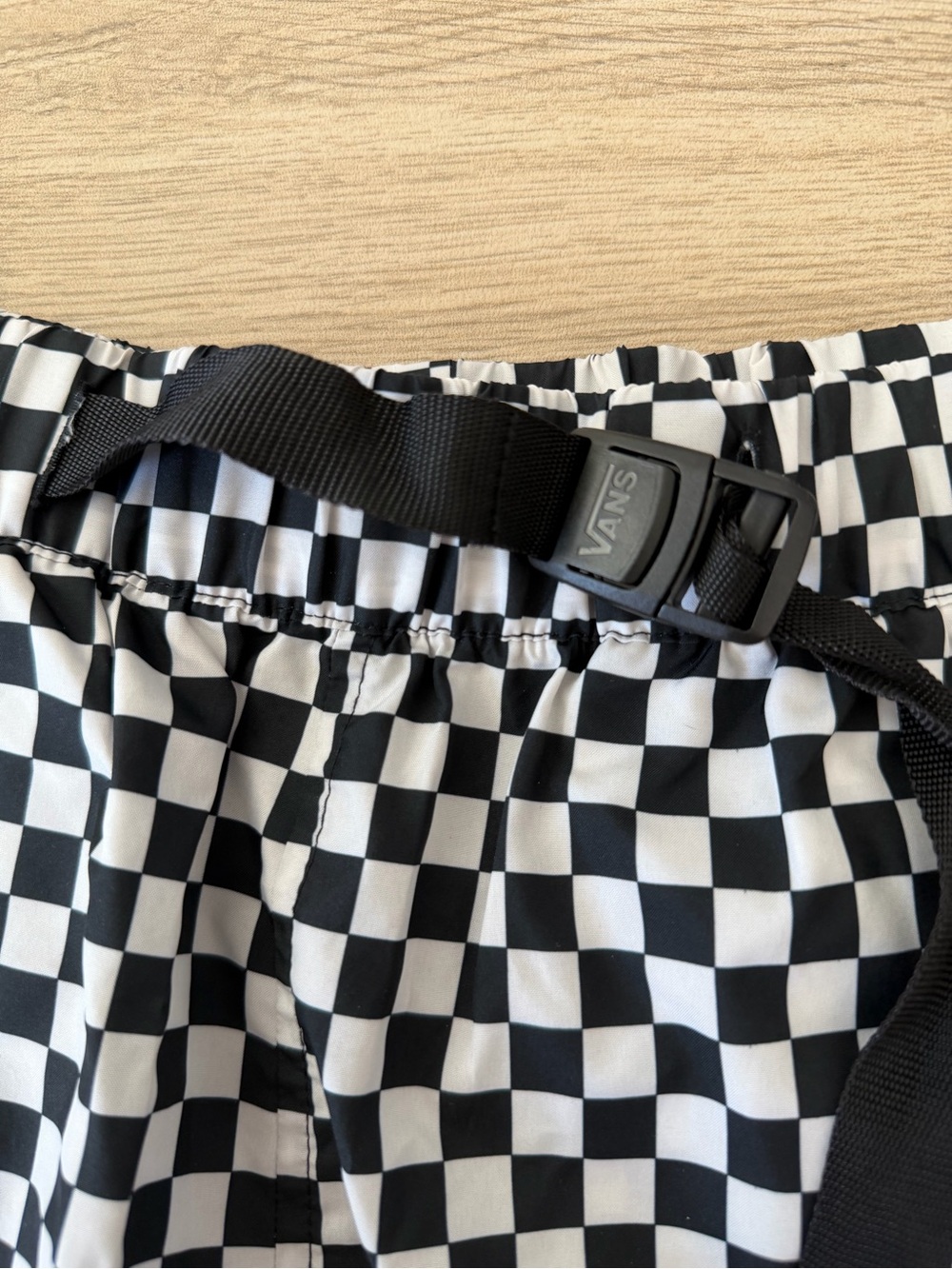 Vans Black & White Checkerboard Shorts with Belt - Picture 3 of 5